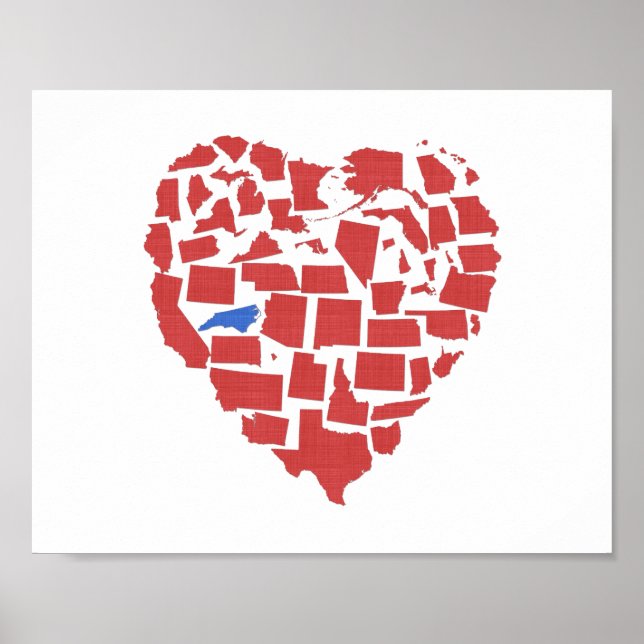 Amerikanische Staaten Heart Mosaik North Carolina  Poster (Vorne)