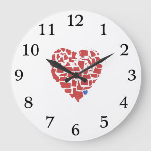 Amerikanische Staaten Herzmosaik Ohio Red Große Wanduhr