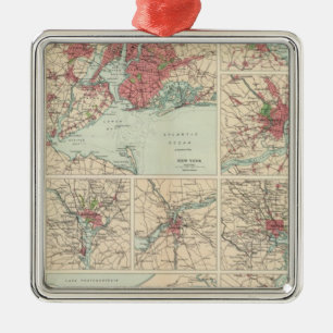 Amerikanische Städte auf einheitlicher Skala Silbernes Ornament