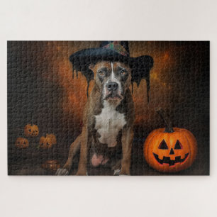 Amerikanische Staffordshire-Kürbisse Halloween Gru