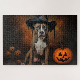 Amerikanische Staffordshire-Kürbisse Halloween Gru
