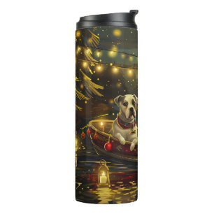Amerikanische Staffordshire-Weihnachtsfestreise Thermosbecher