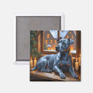 Amerikanische Staffordshire-Weihnachtslichter Feie Magnet