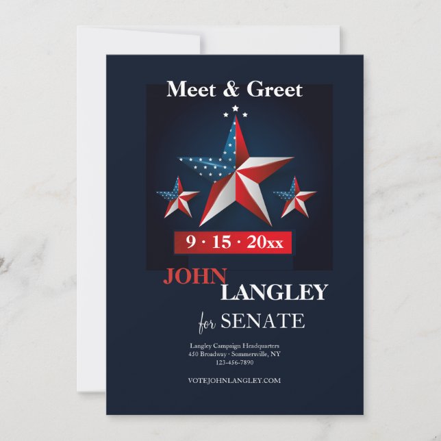 Amerikanische Sterne Politischer Fundraiser Einladung (Vorderseite)