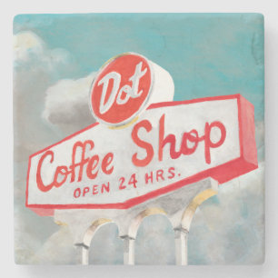 Amerikanische Straße Kaffeeschild Steinuntersetzer