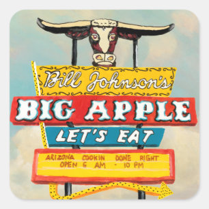 Amerikanische Straße Restaurant Schild Quadratischer Aufkleber