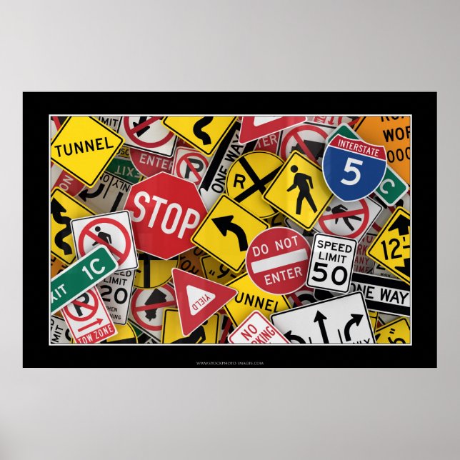 Amerikanische Straßenschilder Poster (Vorne)