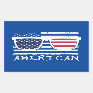 AMERIKANISCHE SUNGLASSEN lustig 4. Juli Rechteckiger Aufkleber