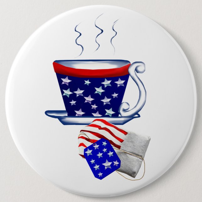 Amerikanische Tee-Schale und Taschen-Knopf Button (Vorderseite)
