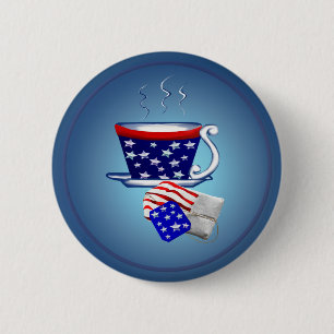 Amerikanische Tee-Schale und Taschen-Knopf Button
