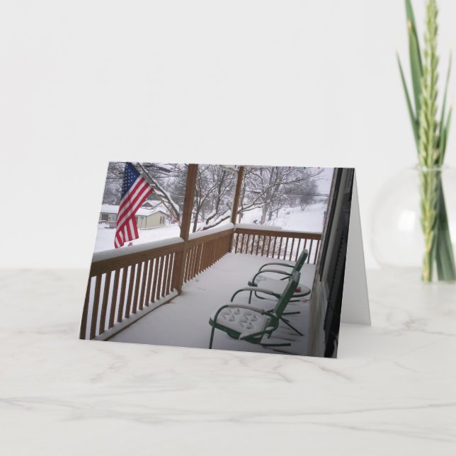 Amerikanische Terrasse im Winter Feiertagskarte (Vorderseite)