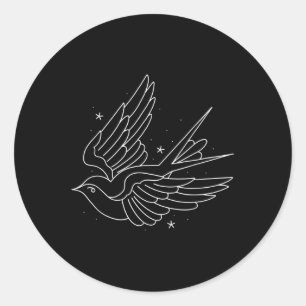 Amerikanische Traditionelle Sparrow-Kontur Tattoo Runder Aufkleber