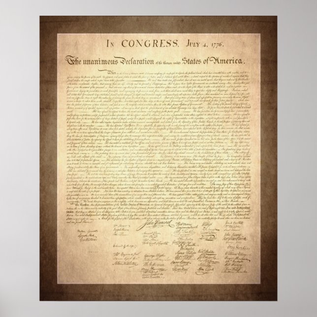 Amerikanische Unabhängigkeitserklärung Poster (Vorne)