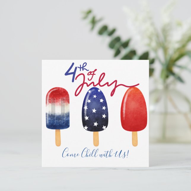 Amerikanische Unabhängigkeitstag - 4. Juli Chill m Einladung (Stehend Vorderseite)
