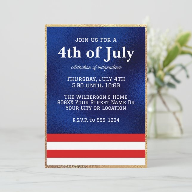 Amerikanische Unabhängigkeitstag American Flag on  Einladung (Stehend Vorderseite)