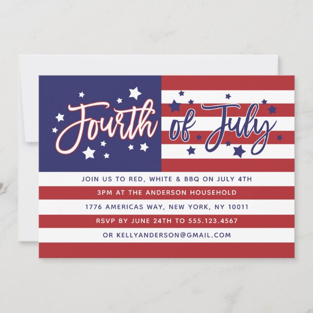 Amerikanische Unabhängigkeitstag American Flag Par Einladung (Vorderseite)