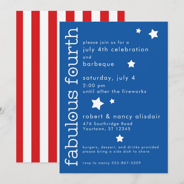Amerikanische Unabhängigkeitstag | Fabulous Fourth Einladung (Vorne/Hinten)