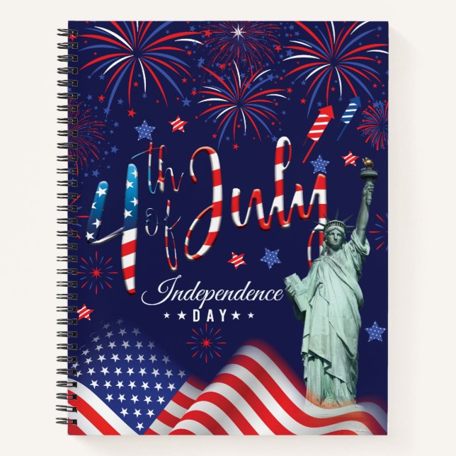 Amerikanische Unabhängigkeitstag für Fireworks per Notizbuch (Vorderseite)