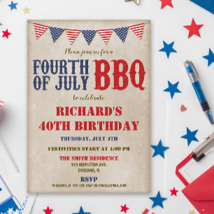 Amerikanische Unabhängigkeitstag Geburtstag JEDES  Einladung