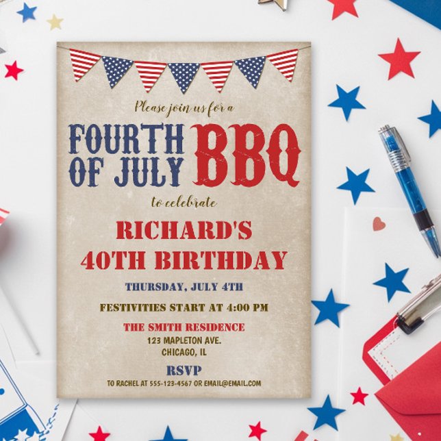 Amerikanische Unabhängigkeitstag Geburtstag JEDES  Einladung (Von Creator hochgeladen)