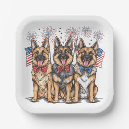 Amerikanische Unabhängigkeitstag German Shepherd H Pappteller