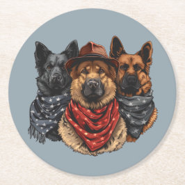 Amerikanische Unabhängigkeitstag German Shepherd H Runder Pappuntersetzer