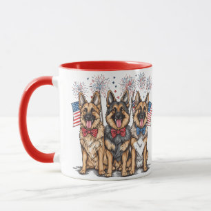 Amerikanische Unabhängigkeitstag German Shepherd H Tasse