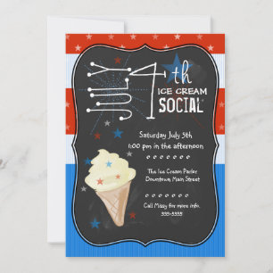 Amerikanische Unabhängigkeitstag Ice Creme Social Einladung