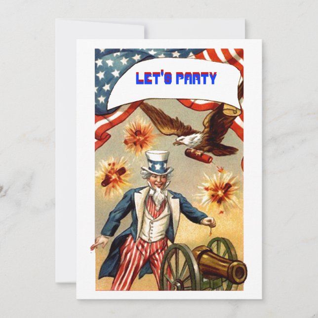 Amerikanische Unabhängigkeitstag PARTY EINLADUNG ~ (Vorderseite)