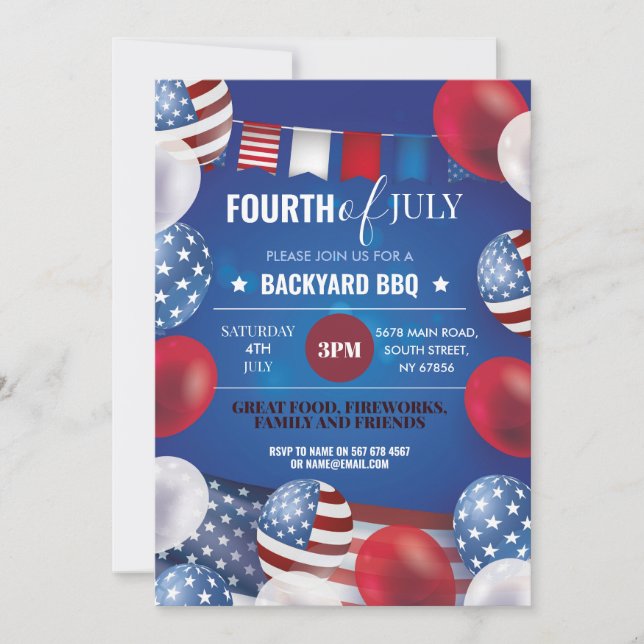 Amerikanische Unabhängigkeitstag Party GRILLEN Ame Einladung (Vorderseite)