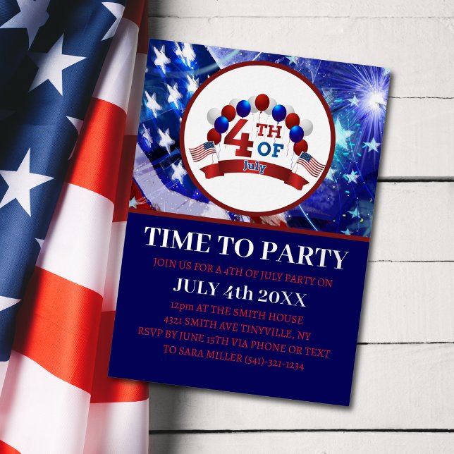 Amerikanische Unabhängigkeitstag Party Patriotic Folieneinladung (Von Creator hochgeladen)