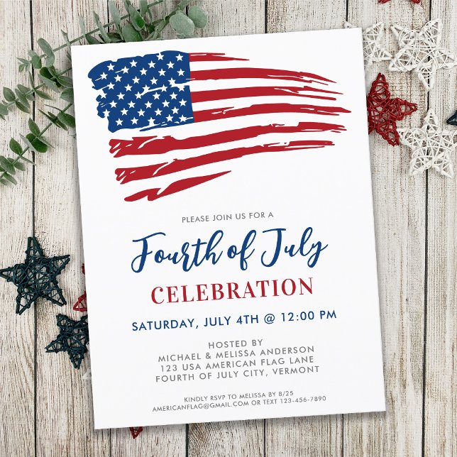 Amerikanische Unabhängigkeitstag Party Patriotic U Einladungspostkarte (Von Creator hochgeladen)