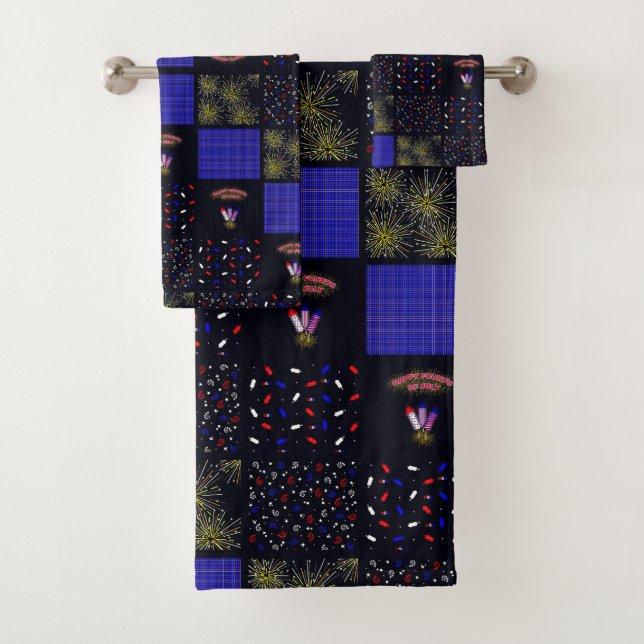 Amerikanische Unabhängigkeitstag Patchwork Pattern Badhandtuch Set (Insitu)