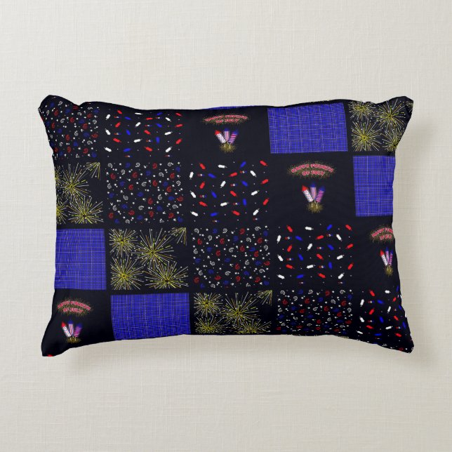 Amerikanische Unabhängigkeitstag Patchwork Pattern Dekokissen (Vorderseite)