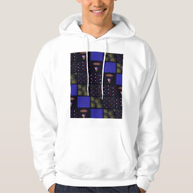 Amerikanische Unabhängigkeitstag Patchwork Pattern Hoodie (Vorderseite)