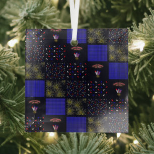 Amerikanische Unabhängigkeitstag Patchwork Pattern Ornament Aus Glas