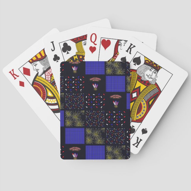 Amerikanische Unabhängigkeitstag Patchwork Pattern Spielkarten (Rückseite)