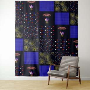 Amerikanische Unabhängigkeitstag Patchwork Pattern Wandteppich