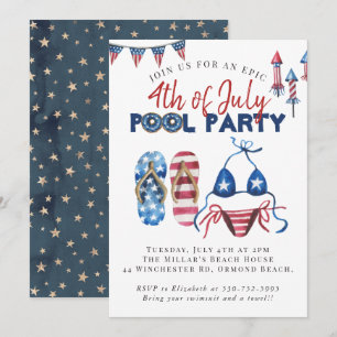 Amerikanische Unabhängigkeitstag Pool Party Einladung