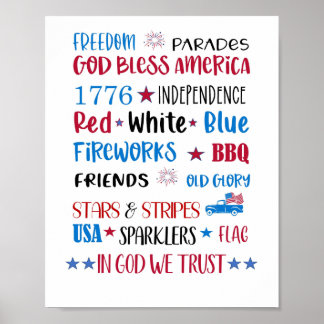 Amerikanische Unabhängigkeitstag Rot Weiß und Blau Poster