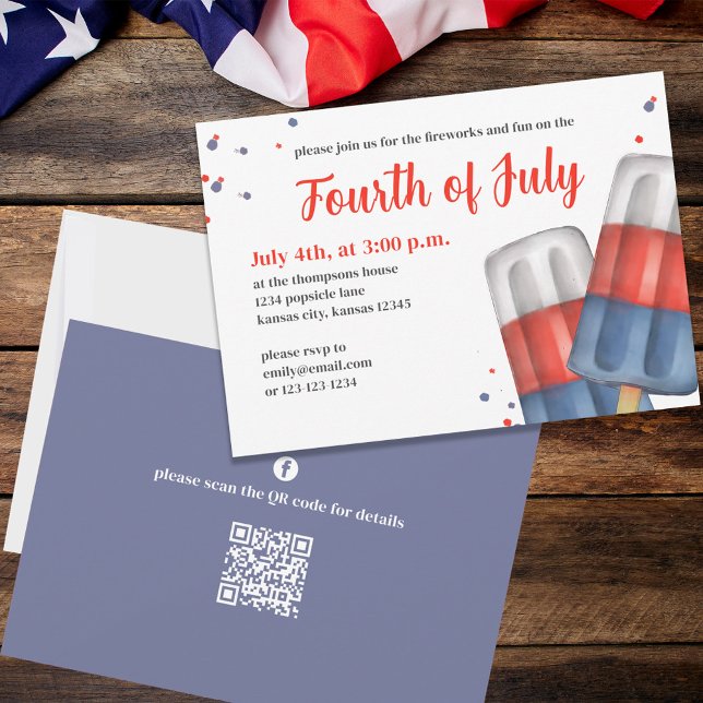 Amerikanische Unabhängigkeitstag Summer Popsicles  Einladung (Fourth of July Red, White, and Blue summer party invitation postcard. )