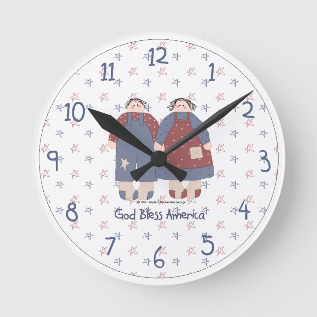 Amerikanische Unabhängigkeitstag-Uhr Runde Wanduhr (Vorderseite)