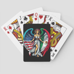 Amerikanische und mexikanische Flagge Angel woMan  Spielkarten