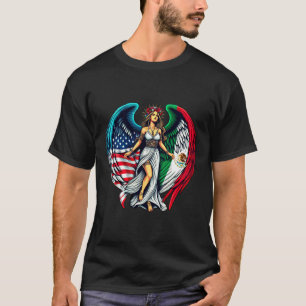 Amerikanische und mexikanische Flagge Engel Frau P T-Shirt