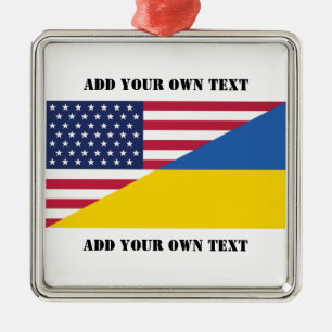 Amerikanische Unterstützung für die Ukraine Kissen Ornament Aus Metall