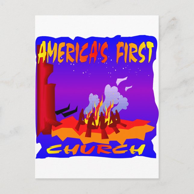 Amerikanische Ureinwohner, Amerikas erste Kirche Postkarte (Vorderseite)