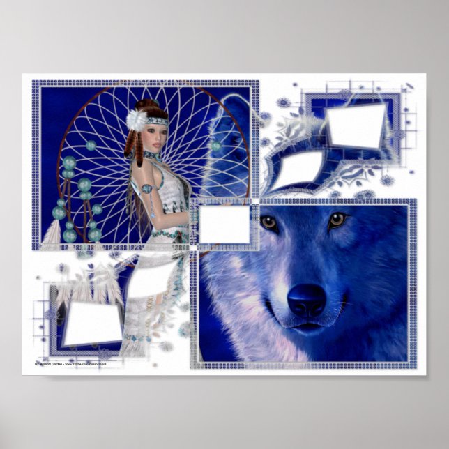 Amerikanische Ureinwohner & Blauer Wolf 2 Poster (Vorne)
