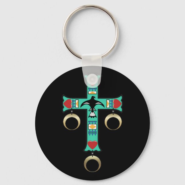 Amerikanische Ureinwohner Cross Schlüsselanhänger (Vorderseite)