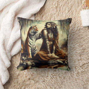 Amerikanische Ureinwohner, die von Tiger in der Na Kissen