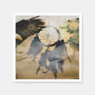 Amerikanische Ureinwohner Dream Catcher, Wolf Eagl Serviette